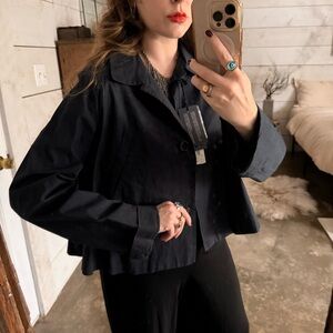 BNWT jil sander cropped oversized button down navy jacket with pockets